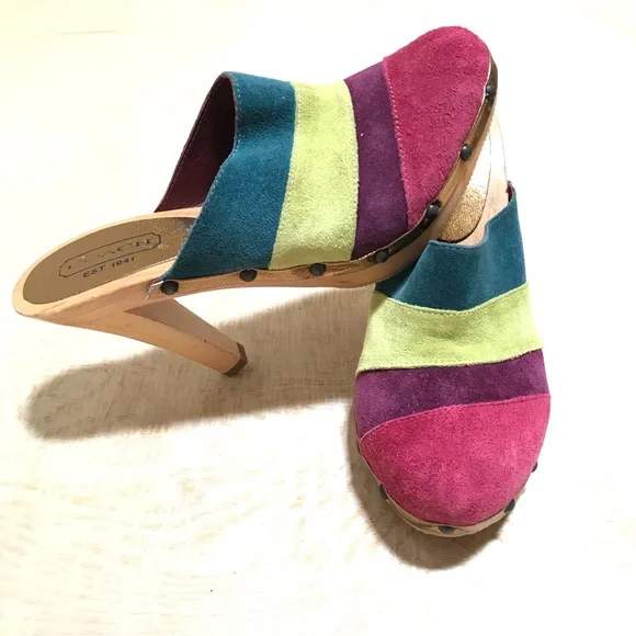 Coach Katy Multicolored Mules Heeled Size 6.5 - Picture 2 of 11